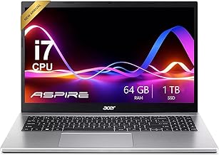 Sponsored Ad - Aspire Premium 15.6" FHD Laptop Featuring Backlit Keyboard | Intel Core i7-1255U up to 4.7GHz | 64GB RAM - 1TB PCIe SSD | Wi-Fi 6 | Iris Xe Graphics | Webcam | Sleek & Portable | Win11 