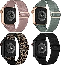 Sponsored Ad - 4 Pack Stretchy Solo Loop Compatible with Apple Watch Bands 38mm 40mm 41mm 42mm 44mm 45mm 46mm 49mm Women Men, Sport Nylon Elastic Straps Wristbands for iWatch Series 10 9 8 7 6 5 4 3 1