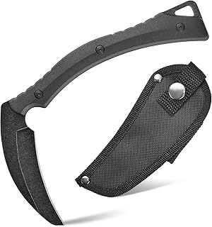 C1398 Camping Axes Billhook Sickle Machete Knife Brush Clearing Sickle Machetes D2 Steel Blade G10 Handle Hatchet for Outdoor Activities,Yard Work, Small Grass Sickle Machete,Harvest Knife