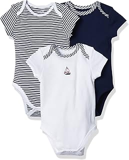 Little Me Clothes for Baby 3-Pack 100% Cotton Scratch Free Tag Bodysuits, Newborn to 9 Months
