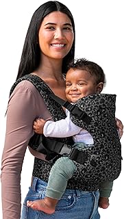 Infantino Flip Advanced 4-in-1 Baby Carrier - Ergonomic, Convertible, Face-in and Face-Out Front and Back Baby Carrier for Newborn to Toddler 8-32 lbs, Black & Gray Leopard