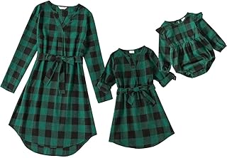 Mommy and Me Christmas Dresses Plaid Velvet Dress Xmas Holiday Party Mom Daughter Matching Outfits Photoshoot