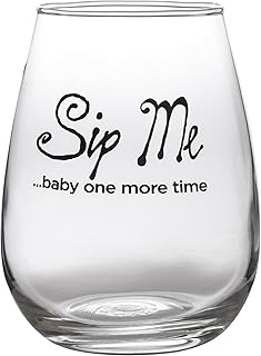 Artisan Owl Sip Me Baby One More Time - Cute Funny Stemless Wine Glass - Large 17oz