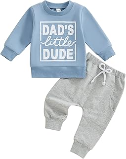 Toddler Baby Boy Fall Winter Clothes Letter Graphic Long Sleeve Sweatshirt Pullover Tops + Joggers Pants Outfit Set