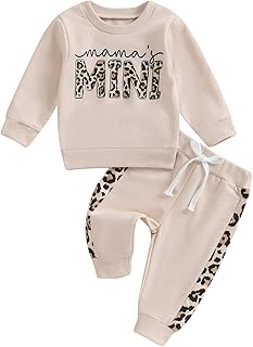 Baby Girl Fall Winter Clothes Toddler Outfit Letters Graphic Crewneck Sweatshirts + Joggers Pants Set