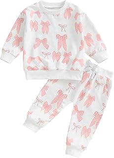 Baby Girl Fall Winter Outfits Toddler Clothes Long Sleeve Floral Graphic Crewneck Sweatshirt + Joggers Pants Set