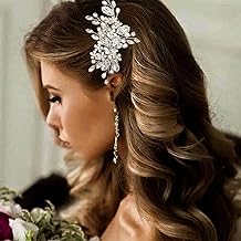 Casdre Crystal Bride Wedding Hair Comb Pearl Bridal Hair Piece Hair Accessories for Women and Girls (A Silver)