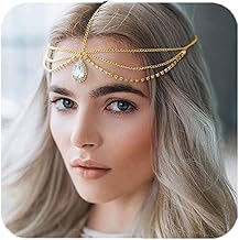 Catery Head Chain Jewelry Crystal Bohemia Hair Chain Bride Wedding Head Dress Rhinestone Headpiece Halloween Christmas Prom Hair Jewelry for Women