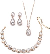 Sponsored Ad - UDYLGOON Elegant Bridal Jewelry Set for Bride Bridesmaid Wedding Prom Teardrop Necklace Earrings Bracelet Set