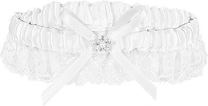 Wedding Garters for Bride, Elegant Satin Bride Garters with Rhinestone Lace Bridal Accessories for Women and Girls