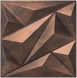Sponsored Ad - Art3dwallpanels PVC 3D Wall Panel Diamond for Interior Wall Décor, Wall Decor PVC Panel, 3D Textured Wall Panels, Pack of 12 Tiles, Antique Copper