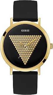 Iconic Studded Black and Gold-Tone Logo Silicone Watch. Color: Black (Model: U1161G2)