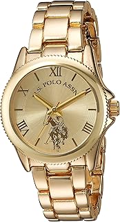 Sponsored Ad - U.S. Polo Assn. Women's Analog Watch – Gold-Tone Champagne Dial with Roman Numerals, Stainless Steel Bracelet, and Box Packaging – Stylish and Adjustable Fit for Wrists 5.5" to 8"