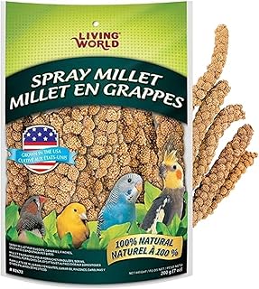 Living World – Millet Spray for Birds, 7 Oz – Premium Treat for Budgies, Canaries, Finches, Cockatiels and Other Pet Birds