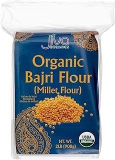 Jiva Organics Organic Millet Flour 2 Pound Bag - Bajri, Bajra, 100% Natural & Non-GMO