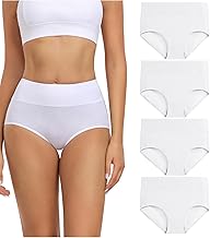 Sponsored Ad - wirarpa Women's Cotton Underwear High Waisted Ladies Panties Full Coverage Briefs 4 Pack (Regular & Plus Size)