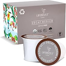 Lifeboost Organic Decaf Coffee K Cups - Low Acid Single Origin Non-GMO Mold Free Decaf Coffee Pods Compatible with Keurig & Keurig 2 - No Mycotoxins or Pesticides - 10 Count