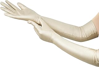 Nackiy Long Black Opera Gloves for Women, 1920s Satin Stretchy Elbow Length Party Gloves Costumes Bridal, 20inch