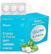 Sponsored Ad - NeuroGum Energy & Focus Gum (54 Count-6 Pack, Peppermint) | 40mg Natural Caffeine + L-Theanine + Vitamin B12 & B6 + Xylitol | Sugar Free Nootropic Cognitive Brain Performance Supplement