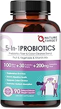 NATURE TARGET Probiotics for Women-Men Digestive Health, Mens-Womens Probiotic with Prebiotics, 100 Billion for Gut and Immune Health, No Refrigeration, 90 Veggie Capsules (45 Days Supply)