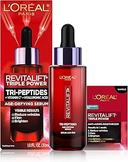 Revitalift Triple Power Age-Defying Face Serum, Anti Aging Serum with 3 in 1 Benefits, Reduces Wrinkles, Firms and Brightens Skin, Includes Sample
