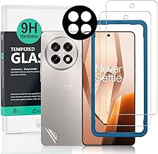 Screen Protector For OnePlus 13R 5G 6.78"(2 Pack),9H Hardness Tempered Glass,With 1Pc Camera Lens Protector,1Pc Back Carbon Fiber Film,Easy to Install
