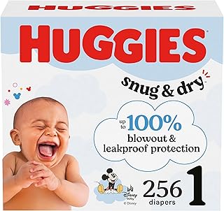 Size 1 Diapers, Snug & Dry Newborn Diapers, Size 1 (8-14 lbs), 256 Count (4 Packs of 64), Packaging May Vary