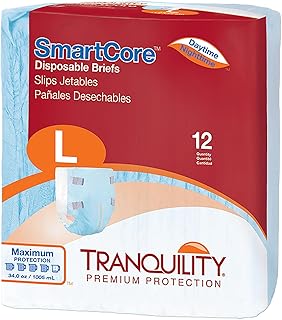 SmartCore Adult Disposable Briefs, Incontinence Control with Breathable Kufguard Technology, Fastening Tabs & Wetness Indicator, Latex-Free, Adult Large, 34oz Capacity, 96ct Case