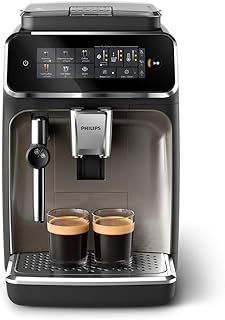 3300 Series Fully Automatic Espresso Machine - 5 Hot & Iced drinks, 40% Quieter SilentBrew, Ceramic Grinder, Aquaclean Filter, Black Chrome (EP3326/90)