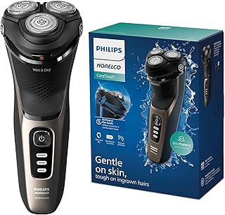 Philips Norelco Shaver 3000 Series Care Touch, Wet and Dry Electric Shaver, P-Cap, Travel Pouch, Model S3242/90
