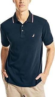 Men's Classic Fit Short Sleeve Dual Tipped Collar Polo Shirt