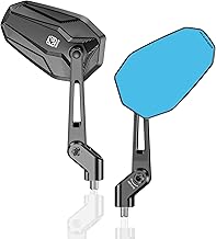 Sponsored Ad - Aluminum Alloy Waterproof Motorcycle Mirrors with M8 M10 Bolts, CNC Machined Anti-Glare Blue Lenses Rear View Mirrors, Foldable Multi-Angle Adjustable for Motorcycle ATV Scooter Moped C