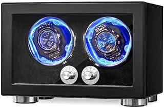 ANWBROAD Watch Winder for Automatic Watches, Double Watch Winder with LED and 4 Rotating Modes, Automatic Watch Winder Super Quiet Motor, Watch Winder Box with Adapter for Man UJWW004B