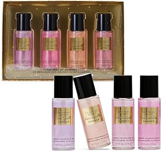 Fragrance Mist Collection 4 Piece Shimmer Mini Gift Set, Assorted Scents