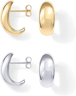 Sponsored Ad - PAVOI 14K Gold Plated Sterling Silver Post Huggie Earrings | Gold Dome Huggie Hoop Earrings for Women