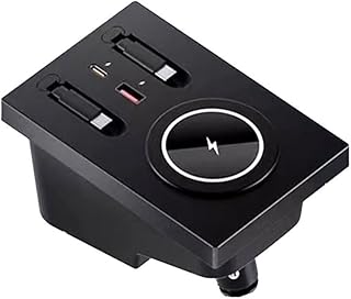 USB Hub Wireless Charger for Volvo xc60 xc90 s90 v90 s60 v60, Retractable Hub Docking Station with Fast Charging Cable Multi Port, Accessories Docking Station of Center Console (tuozhanwu-A)