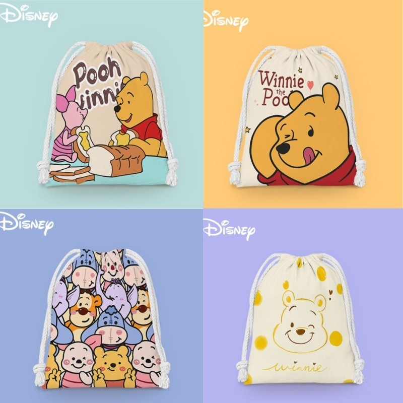 Cute Winnie The Pooh Drawstring Bags Cosmetic Bag Candy Bags Storage Bag Portable Folding Bags Kid Theme Party Birthday Gifts Drawstring Bundle Pocket